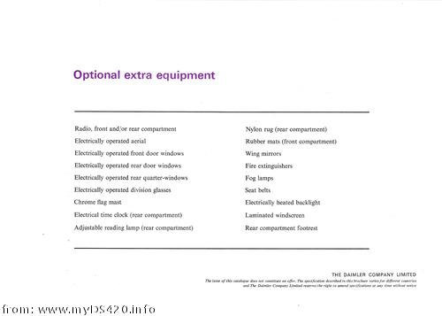 Colour & trim options list