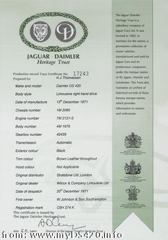 Heritage Certificate
