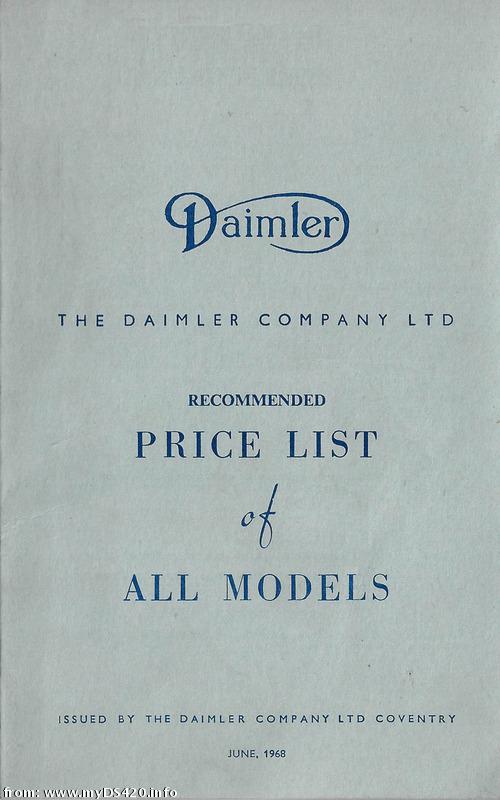 price list June 1968 front cover