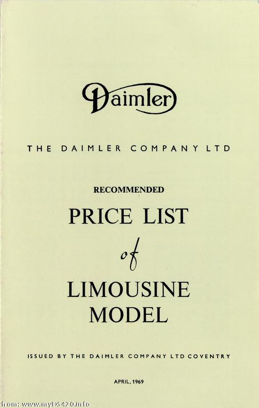 price list April 1969 front cover