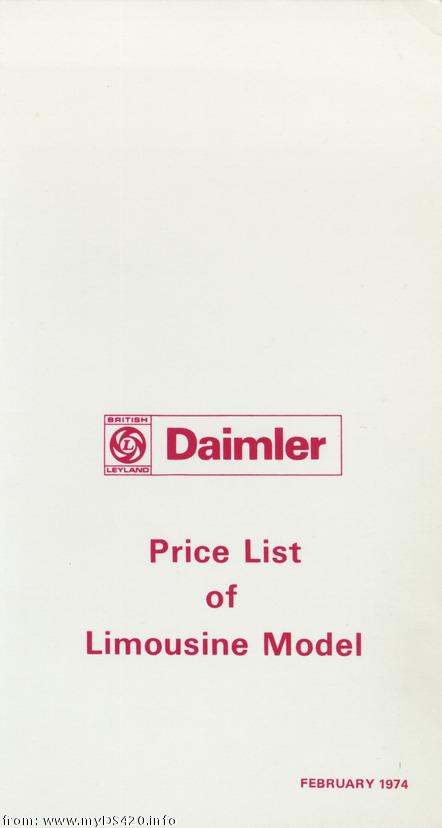 price list Feb. 1974 front cover