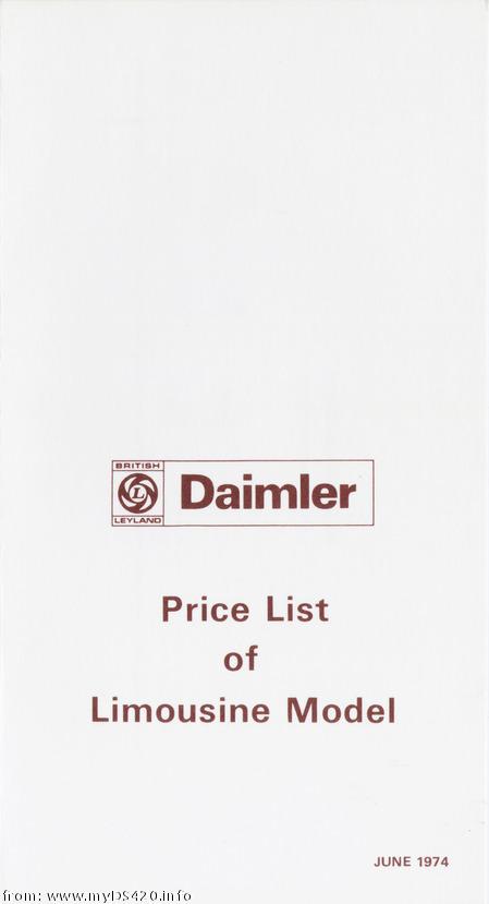 price list June. 1974 front cover