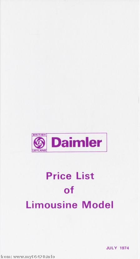 price list July. 1974 front cover