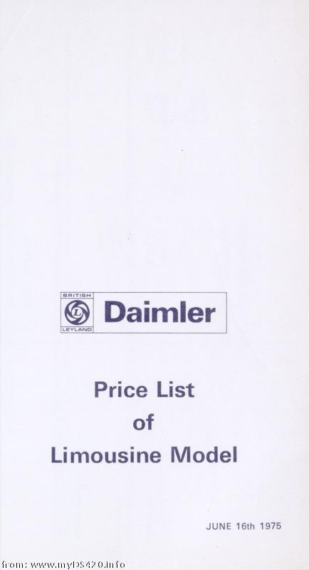 price list June 1975 front cover