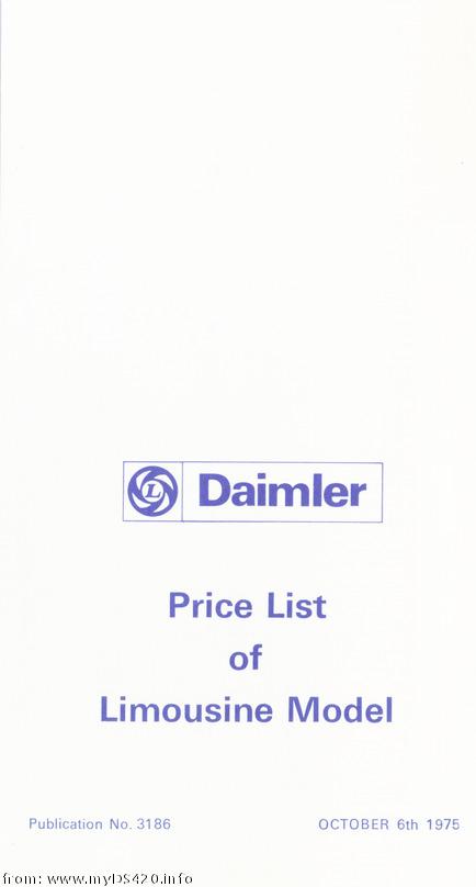 price list Oct. 1975 front cover