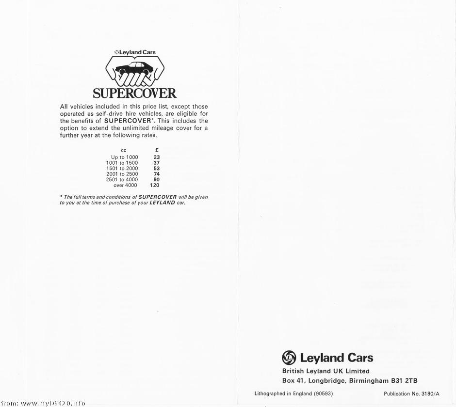 price list April 1976 back cover