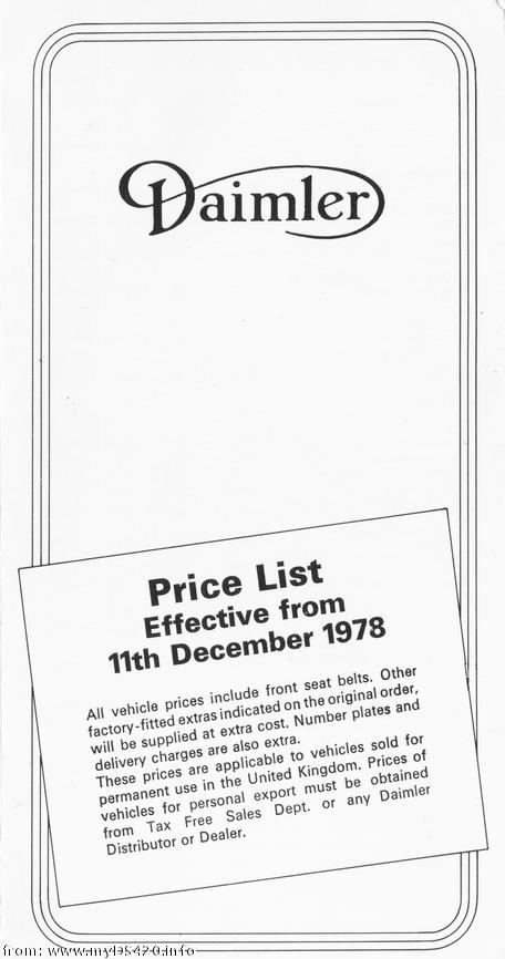 price list Dec. 1978 front cover