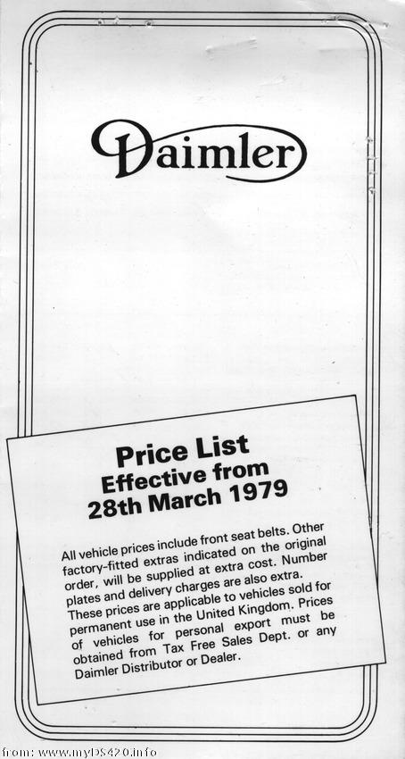 price list March 1979 front cover