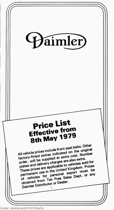 price list May 1979 front cover