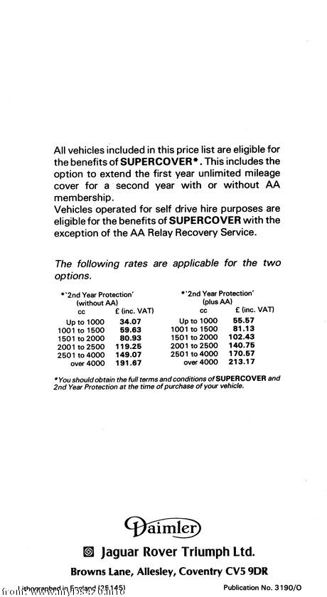 price list June 1979 back cover