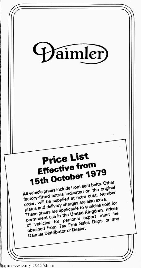 price list Oct. 1979 front cover