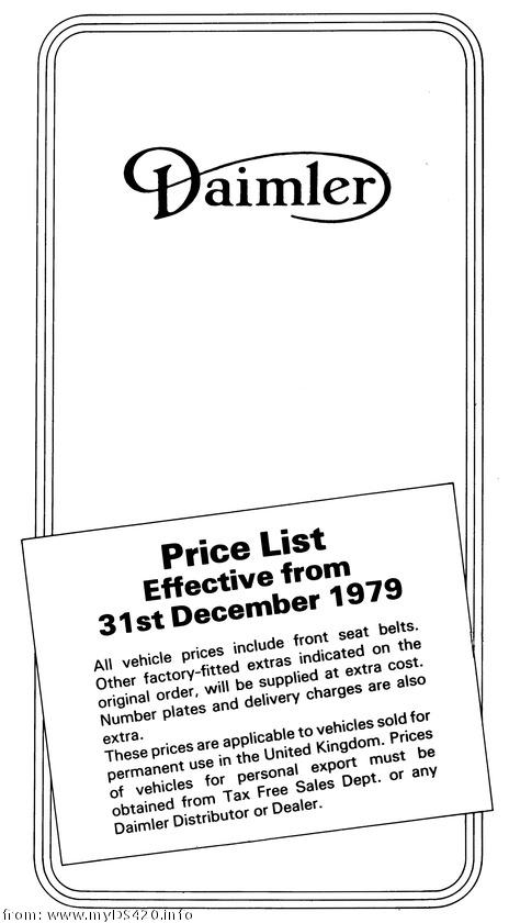 price list Dec. 1979 front cover