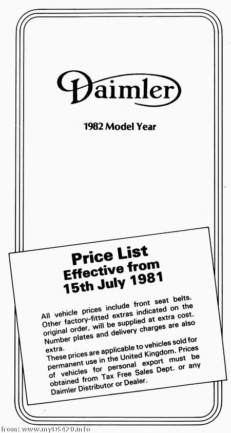 price list July 1981 front cover