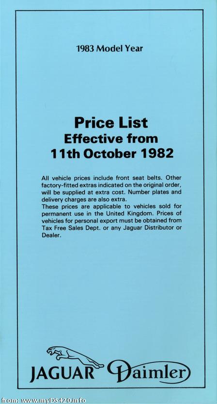 price list Oct. 1982/2 front cover
