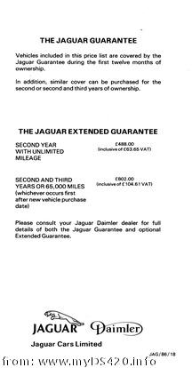Jaguar Guarantee July 1985(5kB)