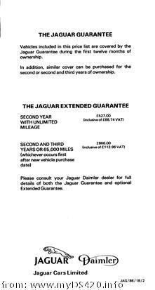 Jaguar Guarantee 1986(5kB)