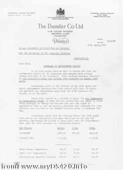 dealer letter Apr. 1972