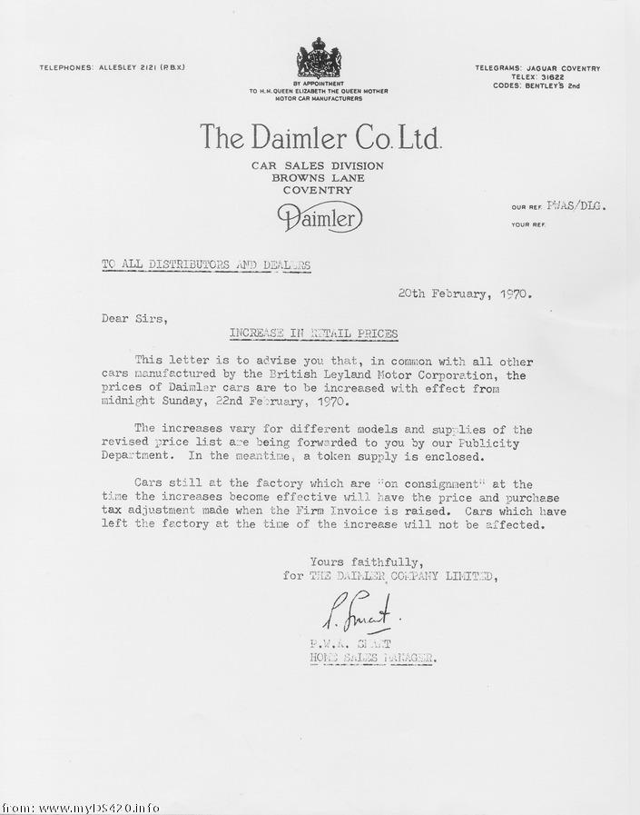 Dealer letter Feb. 1970 price_feb70a