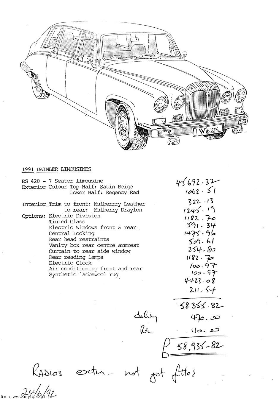 price quotation Wilcox Limousines wilcox1