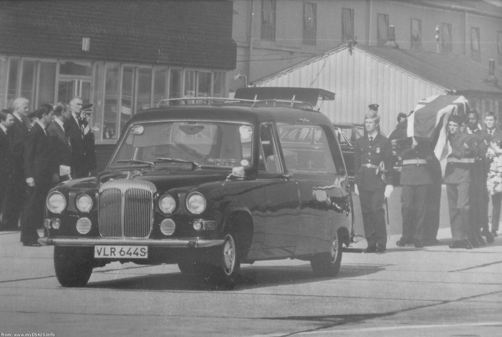 Coffin of Lord Mountbatten with Wilcox hearse Mountbatten30Aug79