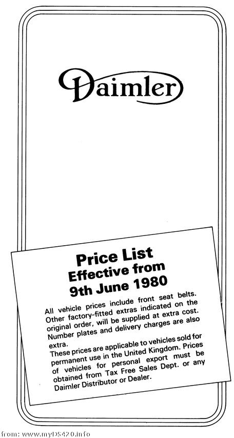 price list June 1980 front cover