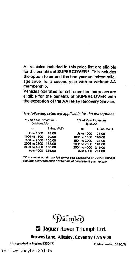 price list June 1980 back cover